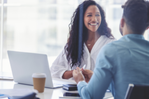 Smiling woman in office