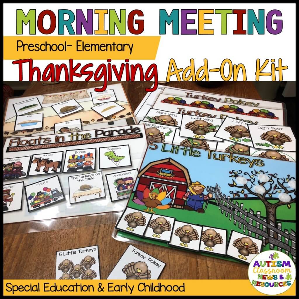 Morning Meeting Preschool-Primary Thanksgiving Add-On Kit.Special Education and Early Childhood